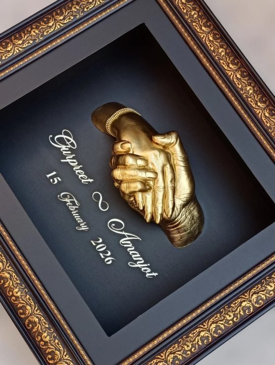 Couple hand cast keepsake for engagement