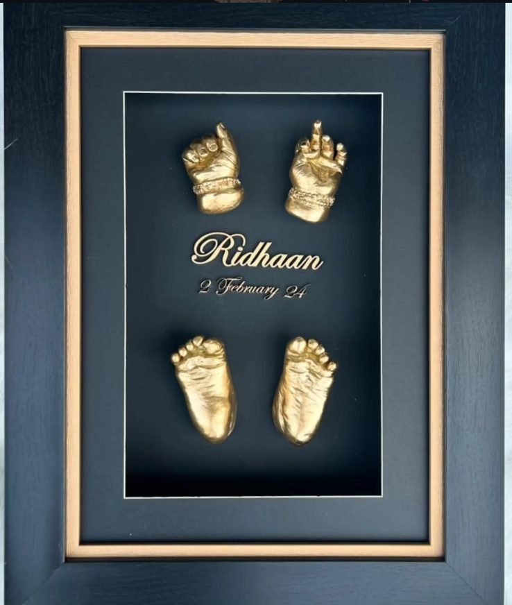 Gold baby hand and foot cast keepsake — Ridhaan